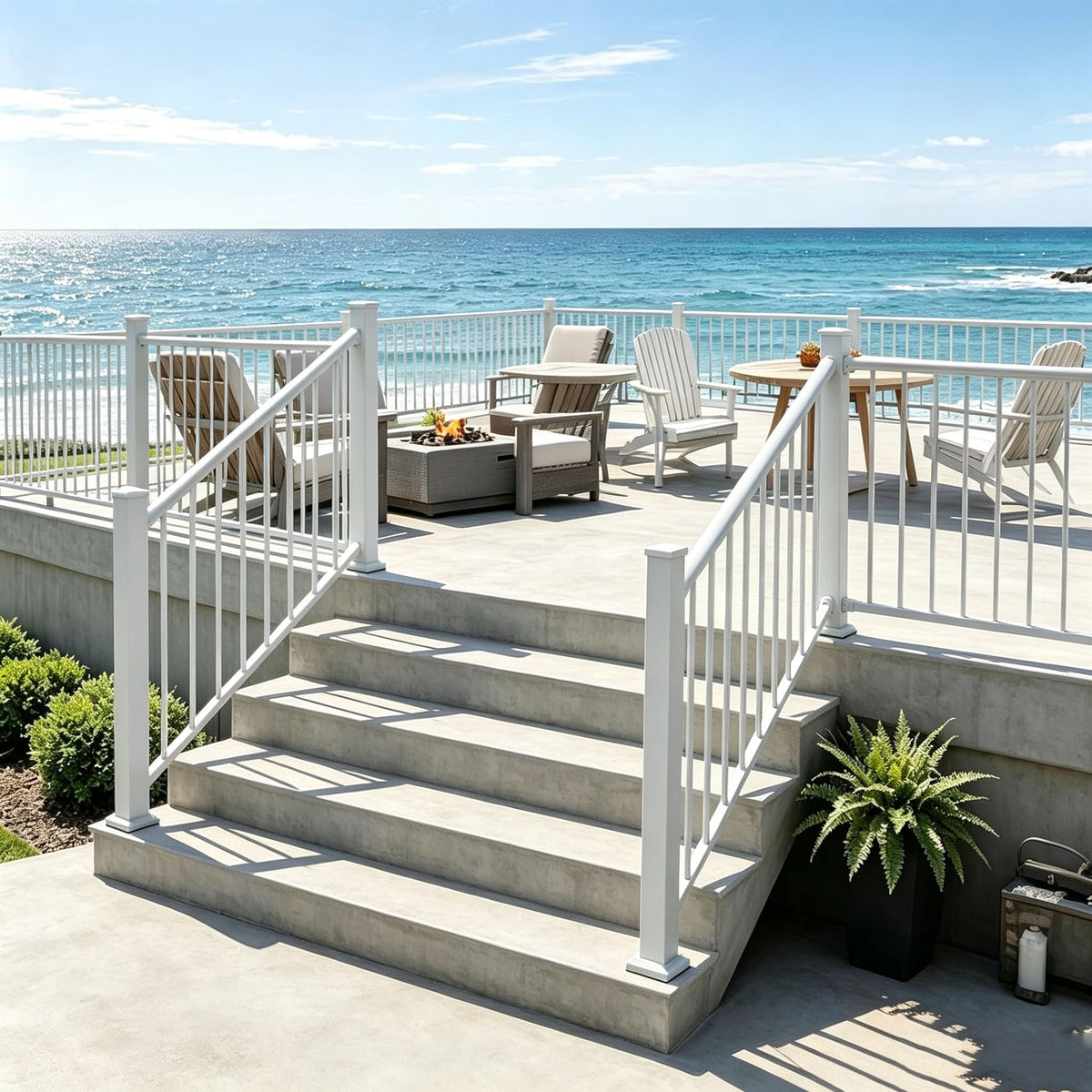 5FT White Deck Railing Kit for Deck, Porch, Patio & Balcony