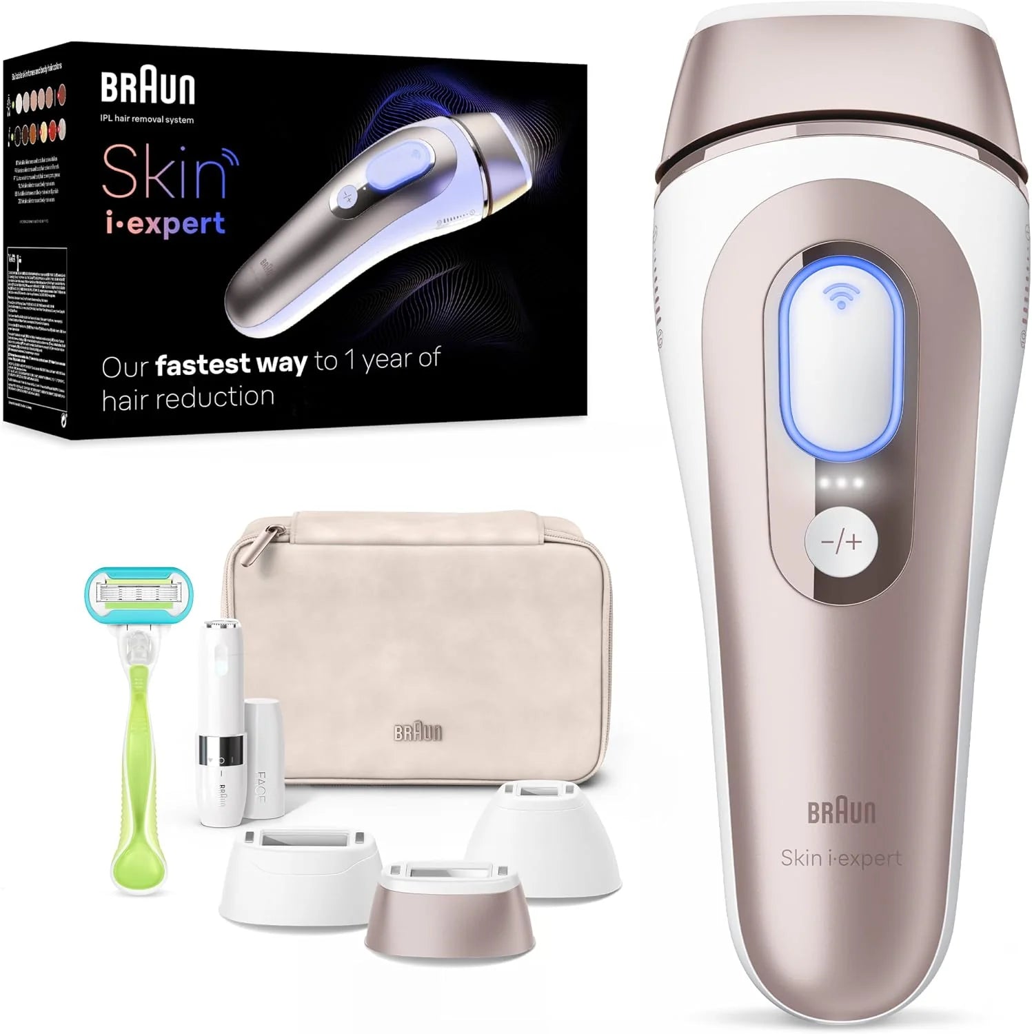 Braun Smart IPL 7 Skin i·expert, gratis app, ontharingsapparaat voor dames, 3 opzetstukken, zichtbare ontharing, ontworpen in Duitsland, alternatief voor laser ontharing, PL7249