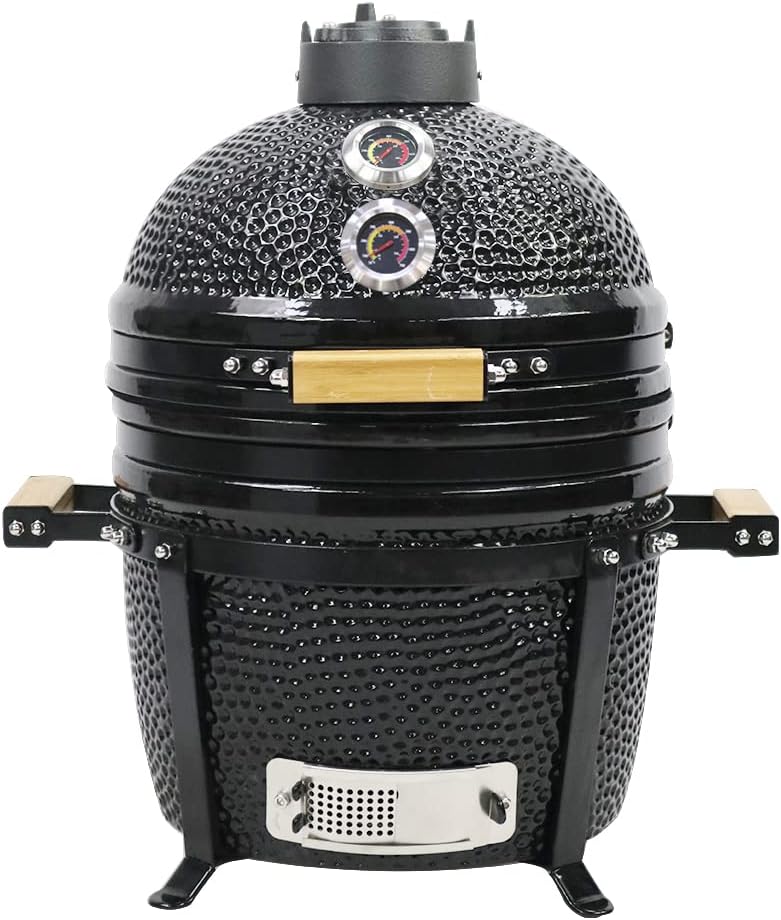 YNNI KAMADO TQ0015BL 15.7" Vrijstaande Kamado, Grill, ZWART, BBQ, Keramiek, Ei, Roker, TQ0015BL