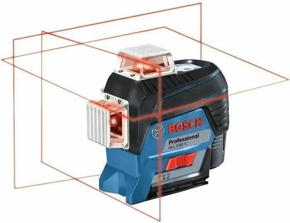 Bosch Professional 12V System bouwlaser GLL 3-80 C (1x accu 12V, rode laser, binnenafwerking, met appfunctie, houder, werkbereik: 30 m, in L-BOXX)(Standaard)