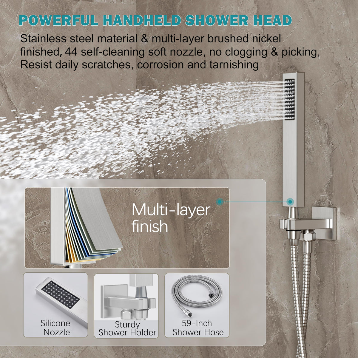 10" Rain Shower System with Handheld & Valve, Matte Black