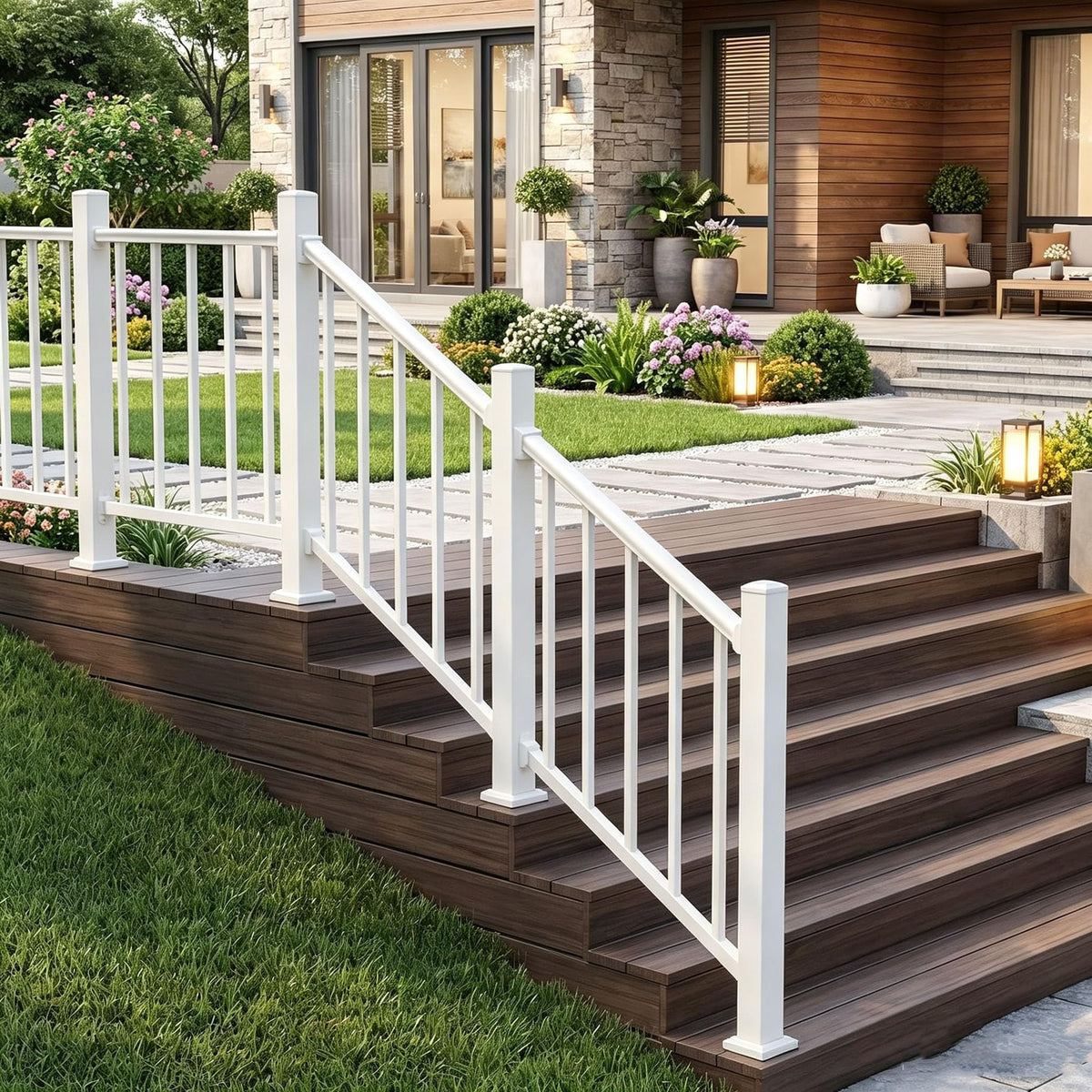 5FT White Deck Railing Kit for Deck, Porch, Patio & Balcony