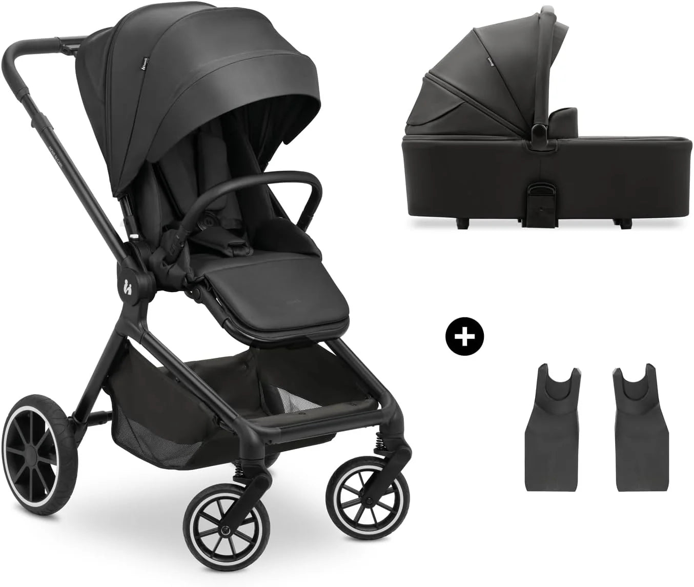hauck Move N Care Kinderwagen, Mocha - Omkeerbare Buggy Vanaf Geboorte, All-Terrain Wielen, Verstelbare Duwstang, Compact Inklapbaar, Inclusief Adapter voor Autostoelen, Tot 22 kg(Move N Care Set, Black)