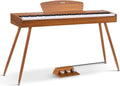 Donner DDP-80 Digitaal pianotoetsenbord, 88 verzwaarde toetsen, hameractie II, elektrische piano voor thuis, volledige grootte, met houder, drievoudig pedaal, USB-MIDI-aansluiting en(Full Size (DDP-80)/Kleur Hout Bruin)