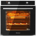 Karinear Inbouwoven, 65 l, zwart, met draaiknop, met stekker, 60 x 60 cm, met 4 programma's, 50-250 °C, met deksel van gehard glas, 2200 W, 220 V-240 V