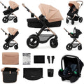 Kinderkraft MOOV 2 AIR 3-in-1 kinderwagen Mink PRO I-Size, reissysteem, kinderwagen, buggy, inklapbaar, voor pasgeborenen, vanaf de geboorte tot 3 jaar, grijs