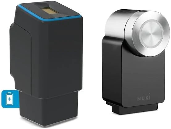 EKEY UNO 200328 Vingerafdrukscanner met accu incl. Nuki Smart Lock Pro (4e generatie) zwart, Op accu werkende upgradeset voor alle gangbare deuren, zwart