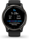 GARMIN Venu 2S, Health Smartwatch, GPS, Slank Design, Ultrascherp, 1,1-Inch AMOLED-Scherm, Gezondheidsfuncties, 25 Sport-Apps, Muziekopslag, Garmin Pay(zwart/Elegant)
