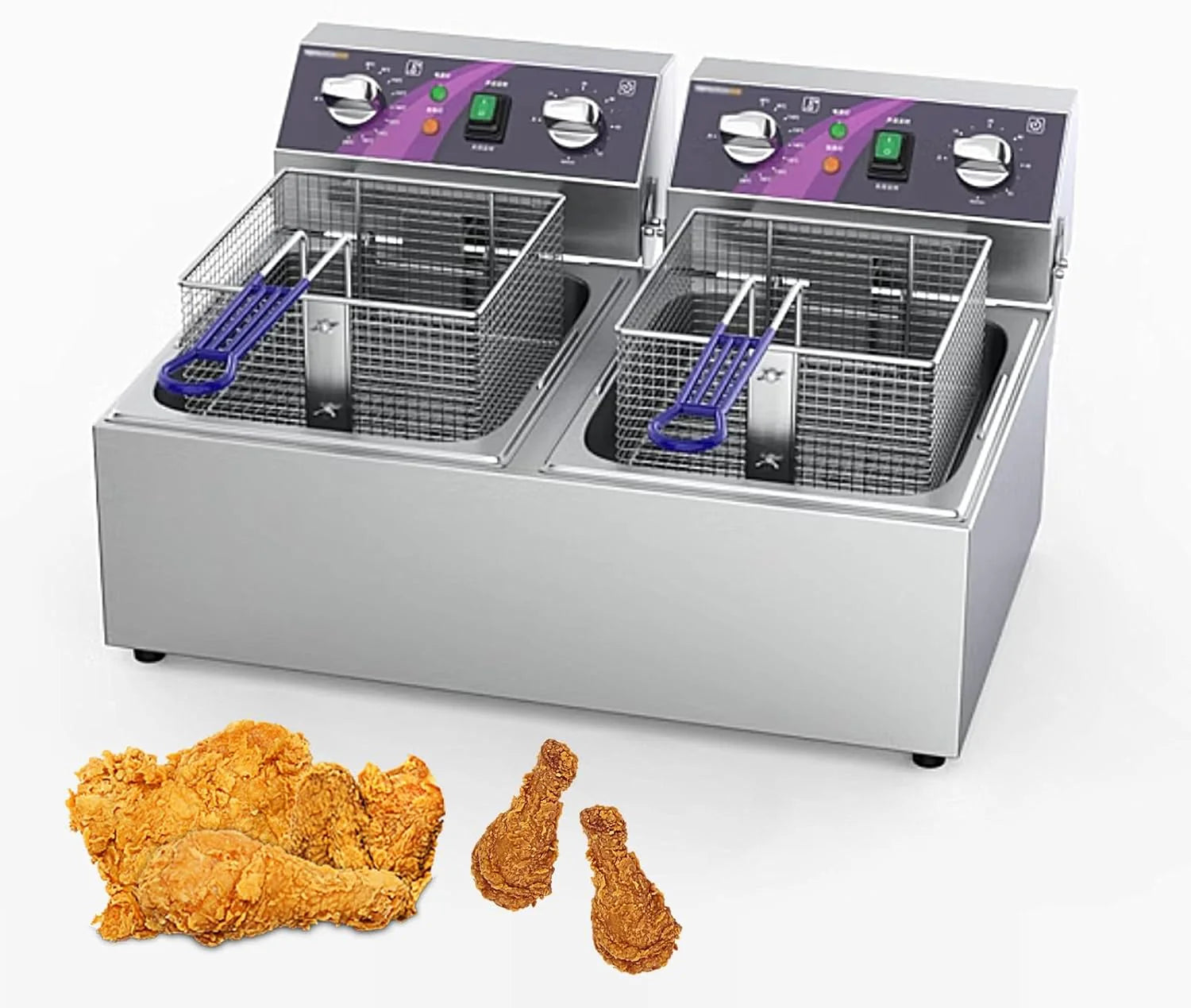 Commerciële elektrische frituurpan voor thuisgebruik, met timer, temperatuurregeling, grote capaciteit voor het frituren van friet en kip (28 * 46 * 37,3 cm)(57*46*30.5cm)