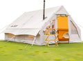 Opblaasbaar tent met open haardopening, luchttent voor 2-8 personen, opblaasbaar campingtent met luchtpomp en dakraam, opblaasbare tent van 420D waterdichte Oxford-stof | waterkolom 5000 mm