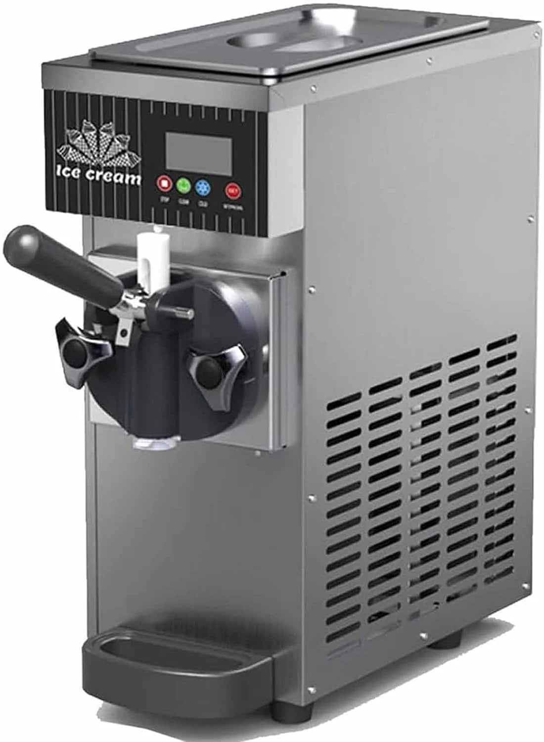 IJsmachine voor één smaak, 4-8 kg/u output, 3,5 l gekoelde trechter, 1 l vriestank, automatische reiniging, LCD-scherm, 750 W softijsmachine voor op het aanrecht Orange-BQL28(Grijs/BQL68)