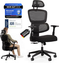 Move Ergonomic Office Chair - Intelligent Lumbar Support, 3-Level Tilt, Height-Adjustable Backrest, Breathable Mesh Fabric, Office Swivel Chair 150 kg (Grey)(Zwart)
