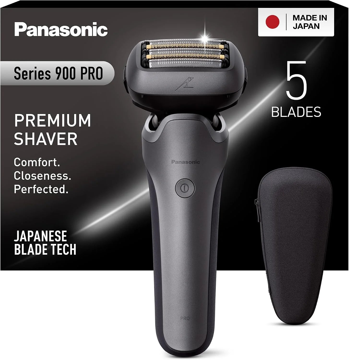 Panasonic ES-L550 Series 900 Elektrisch scheerapparaat met 5 messen voor heren, USB-C-opladen, intelligente baardsensor+, 20D flexibele kop, nat en droog, pop-up trimmer, reisetui