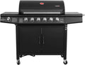 Taino Red 6+1 Gasbarbecue, barbecuewagen, BBQ, roestvrijstalen brander, zwart, optionele accessoires