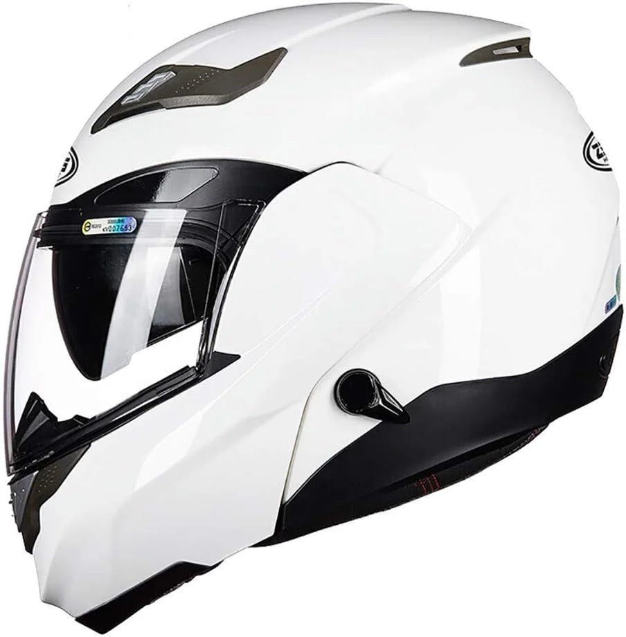 Modulaire motorhelm,DOT goedgekeurd,Full Face Flip Up Motorlocomotief Helm Mofa Crash Bromfiets Bobber Chopper Cruiser Racing Cap,Open Face Helm met dubbel vizier