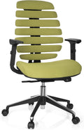 hjh OFFICE Ergo Line II Professionele Bureaustoel, Incl. Lendensteun, In Hoogte Verstelbare Armleuningen, Stof, Zwart(Stof/zonder hoofdsteun/Groen)