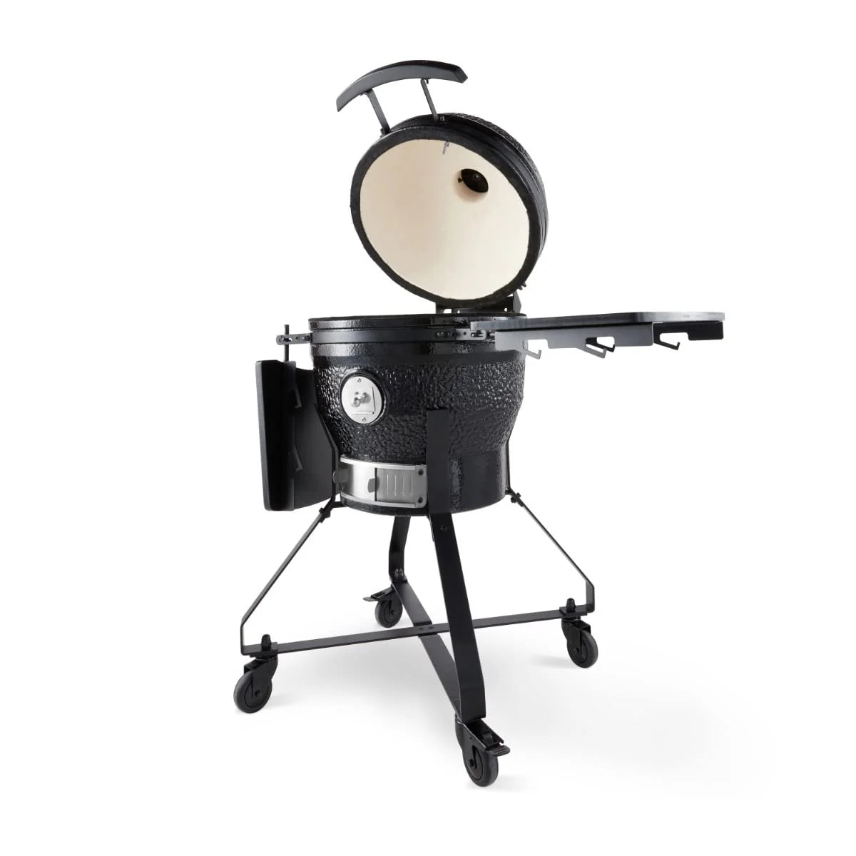 Premium Kamado BBQ 18 inch Ø 46 cm - Houtskoolbarbecue - Grillen, Roken, Bakken, Stomen - Kooktoestel - Egg Barbecue Zwart - 100 cm hoog