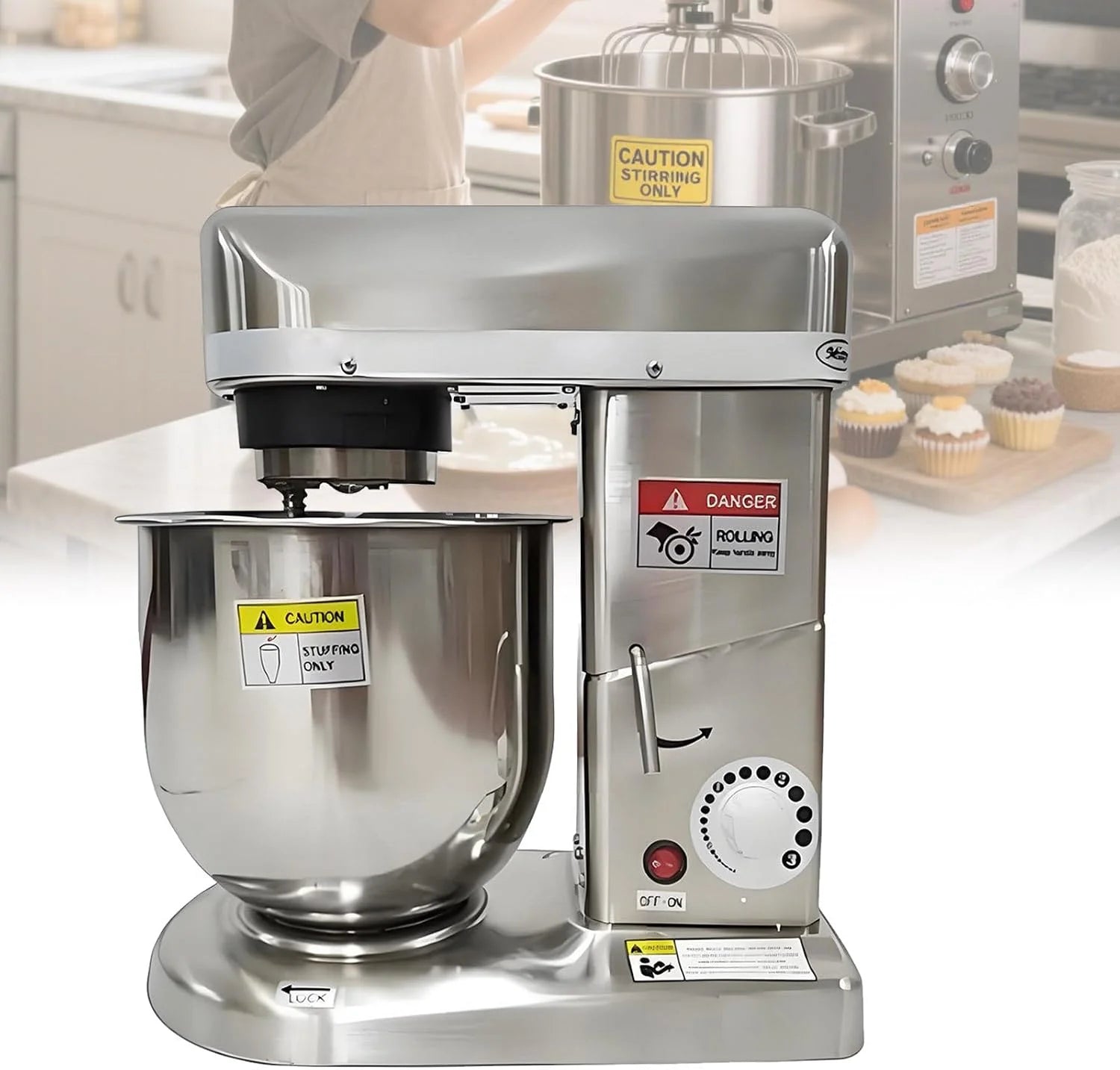 Commerciële elektrische keukenmachine met deeghaak, roestvrijstalen staande mixer, kantelbare kop, keukenmixer, deegmixer voor pizzabakkerij,10L(5L)