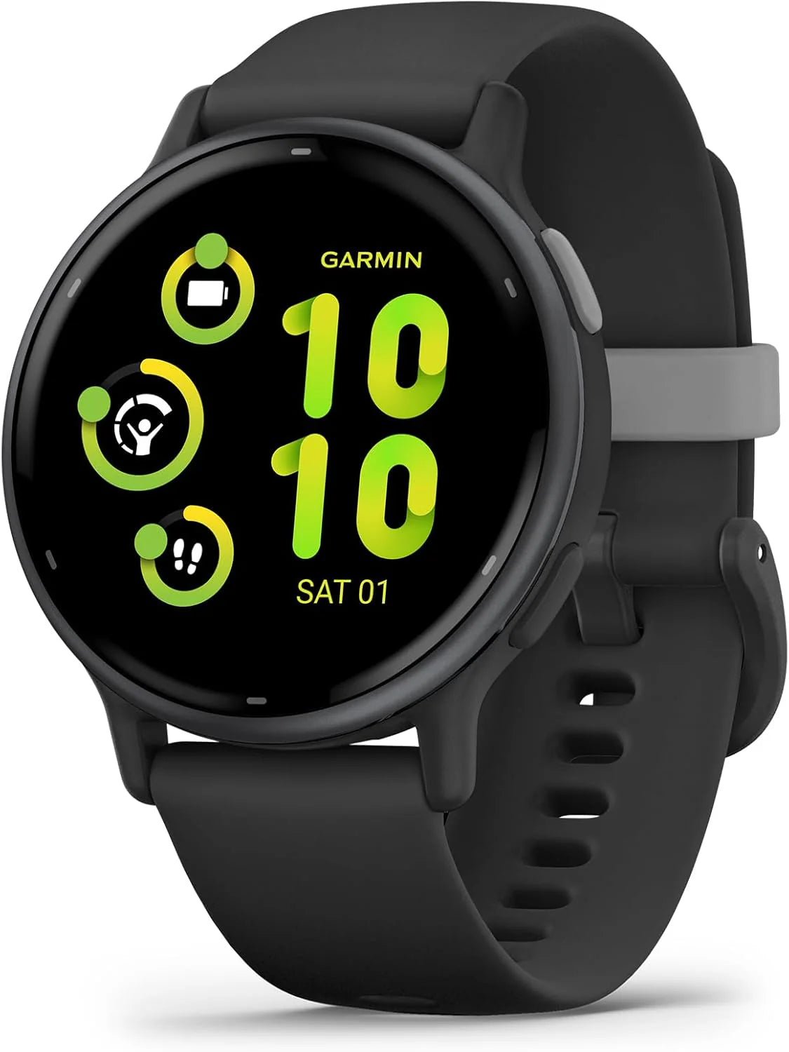 Garmin Vivoactive 5 Music, Smartwatch, Sporthorloge, AMOLED-Scherm, 11 dagen batterij, Sportapps 30+, Meditatie(Slate aluminium)