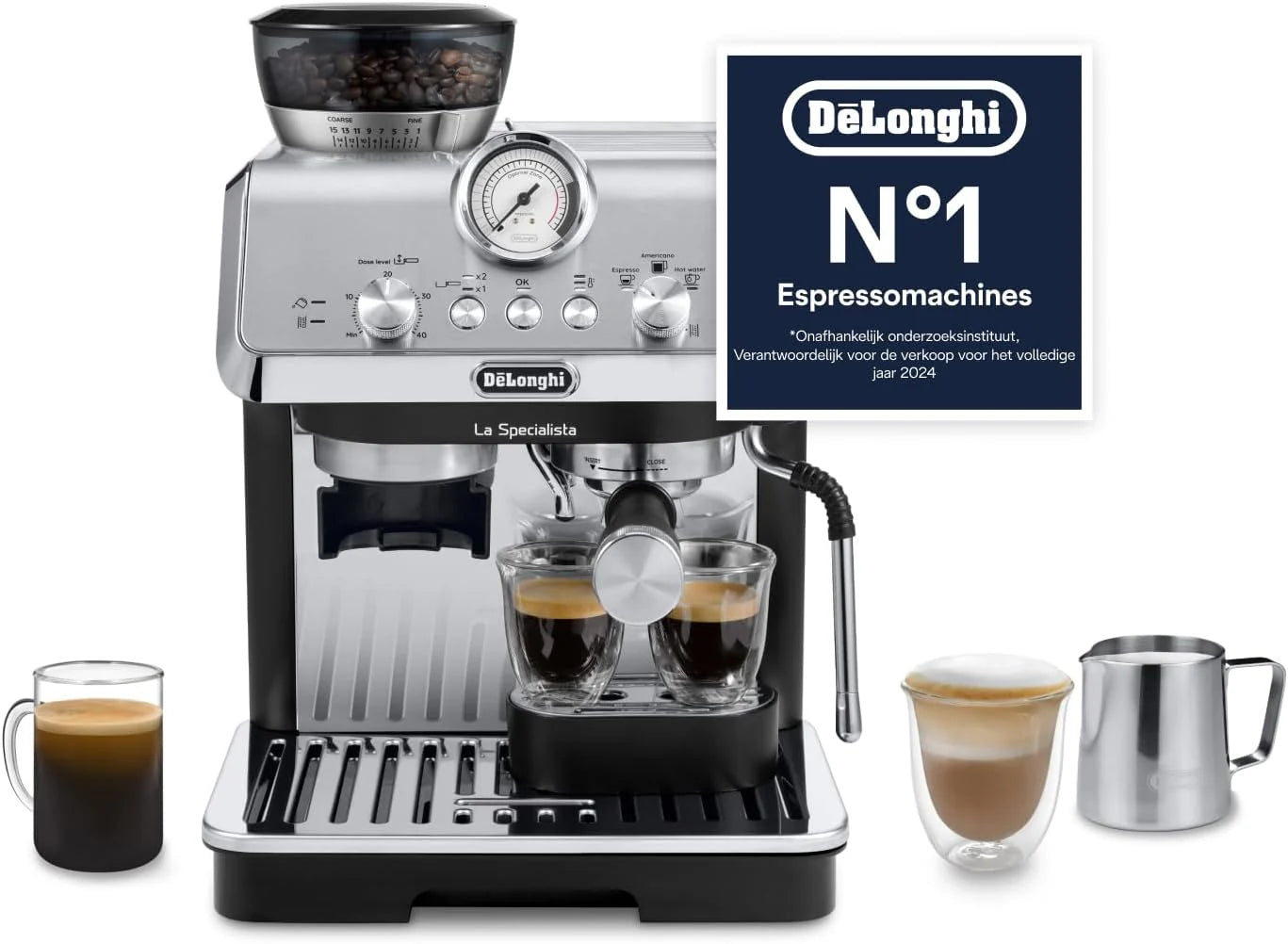 De'Longhi La Specialista Arte EC9155.W, espressomachine met professionele melkopschuimmondstuk, 8 maalstanden, incl. barista-kit, 1550 W, wit(Pistonmachine met bonenmaler/Espressomaschine/roestvrij staal/Zwart)