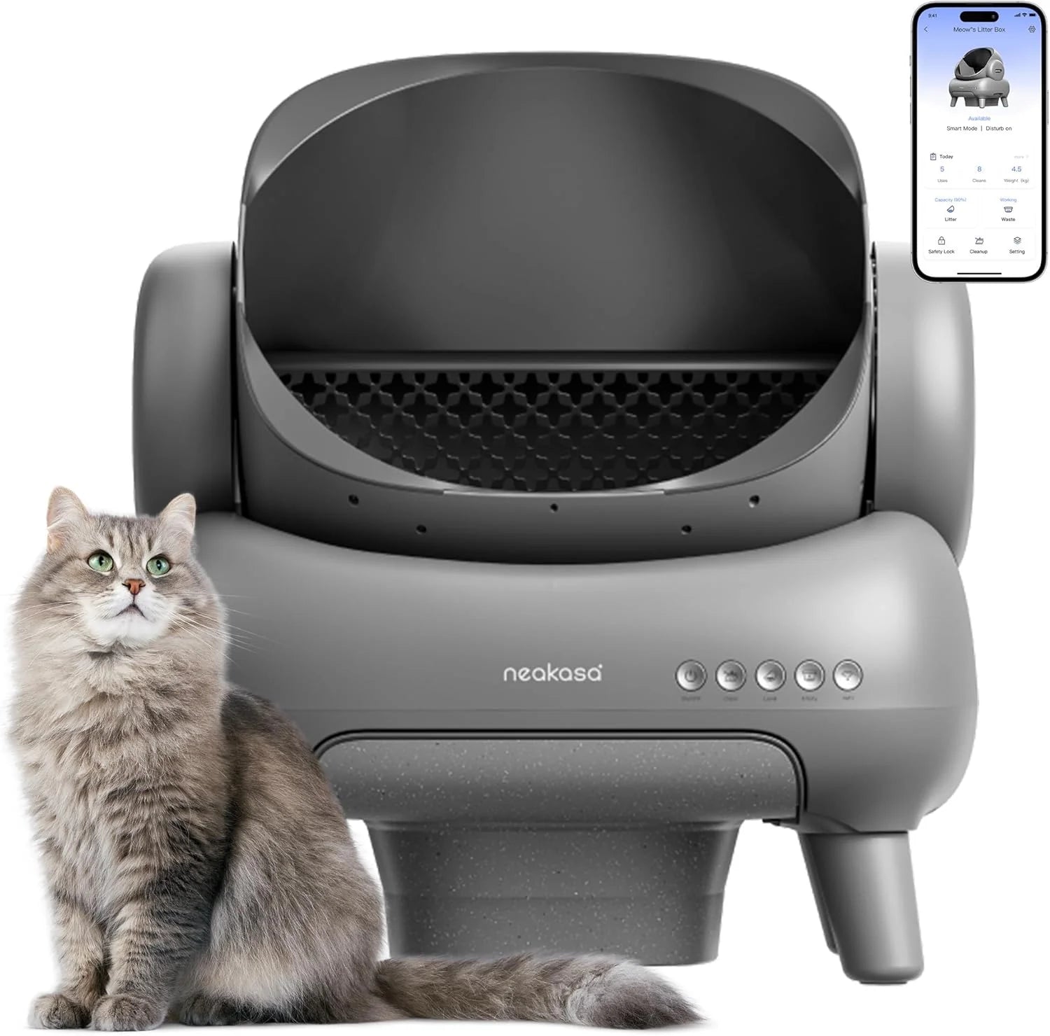 Neakasa M1 zelfreinigende kattenbak met open bovenkant, automatische kattenbak met app-bediening, geurvrije afvalverwijdering inclusief vuilniszakken(M1 Bac à Litière Autonettoyante)