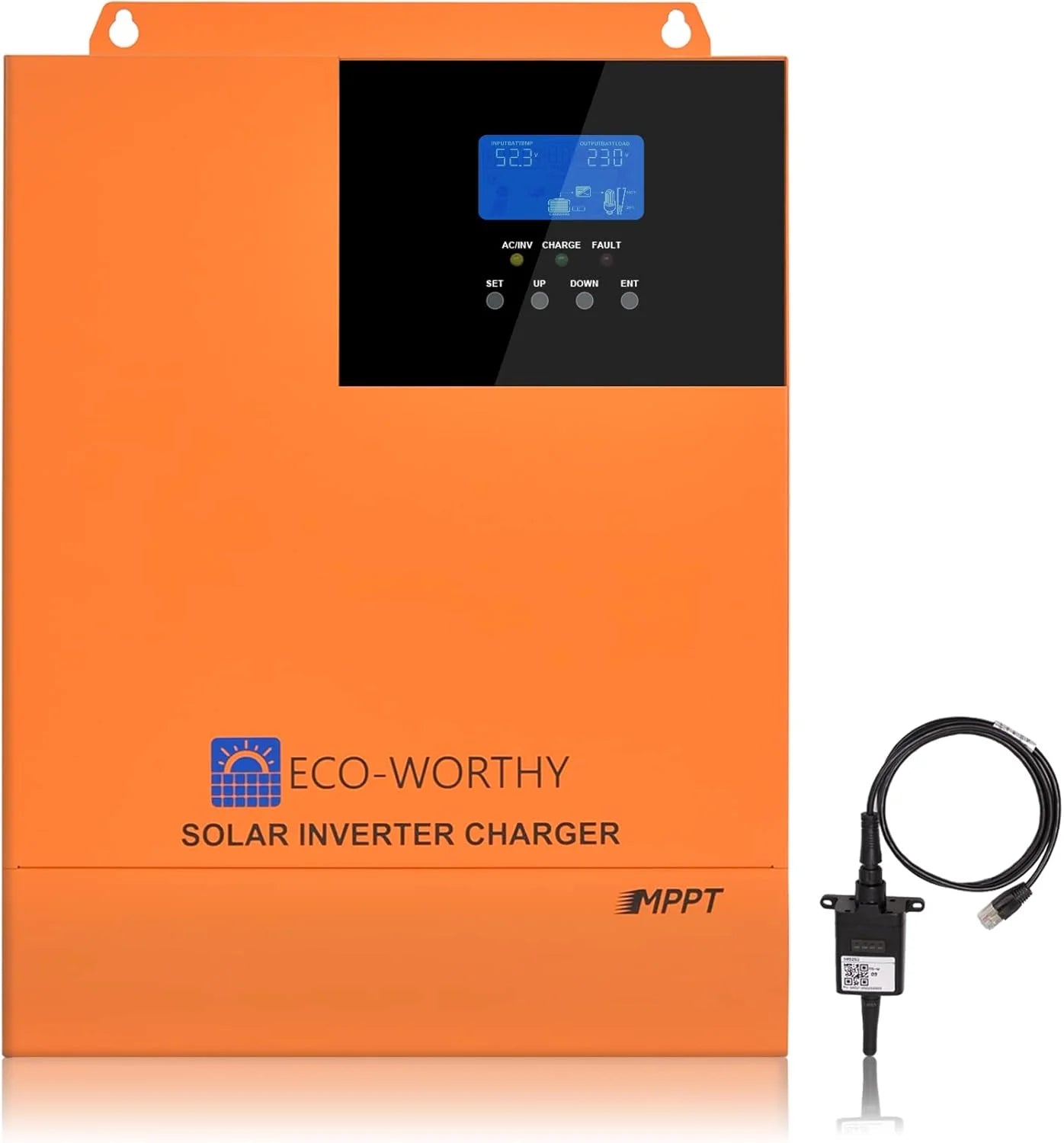ECO-WORTHY Hybride omvormer, 48 V, 5000 W, zuivere sinus + MPPT 80 A zonne-laadregelaar, DC naar 220 V/230 V AC, zonne-omvormer voor camper, huishouden, compleet zonne-installatie